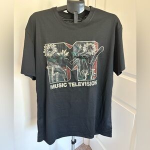 MTV Black Floral Graphic Tee - Women's Short Sleeve